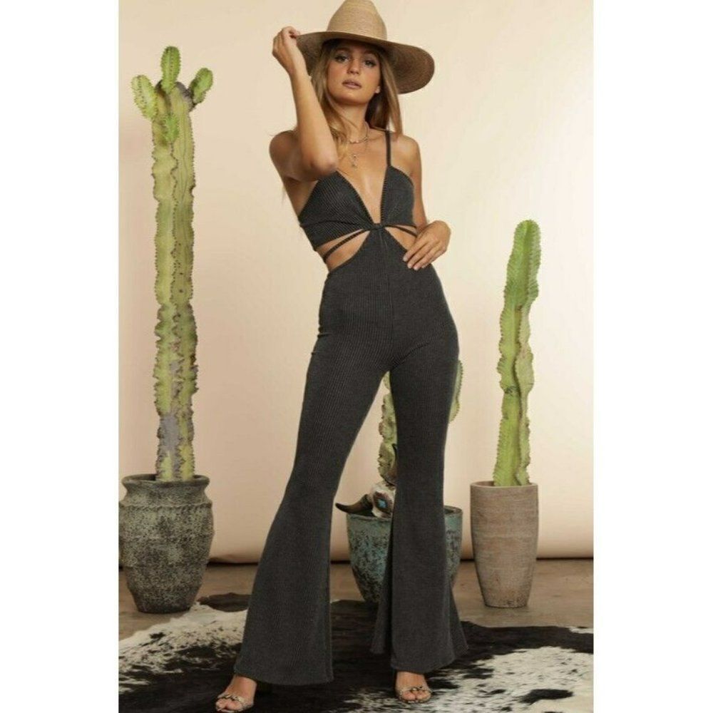 SALE! BLUE BUTTERCUP Clothing Laguna Jumpsuit Romper Ribbed Knit Cutout KP83869